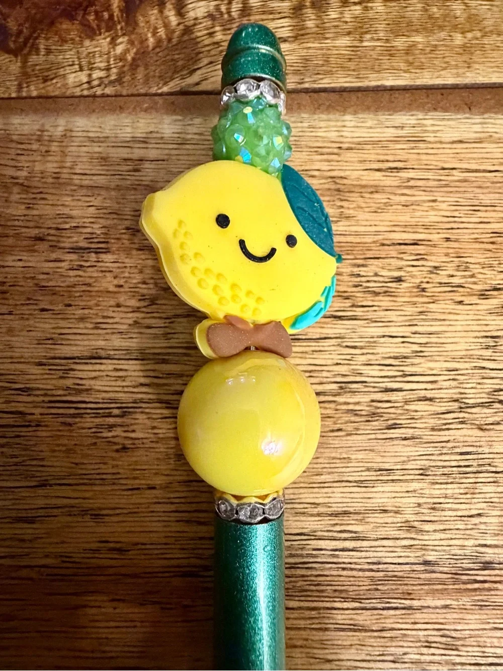 Cute Yellow Lemon Topper Green Metal Pen